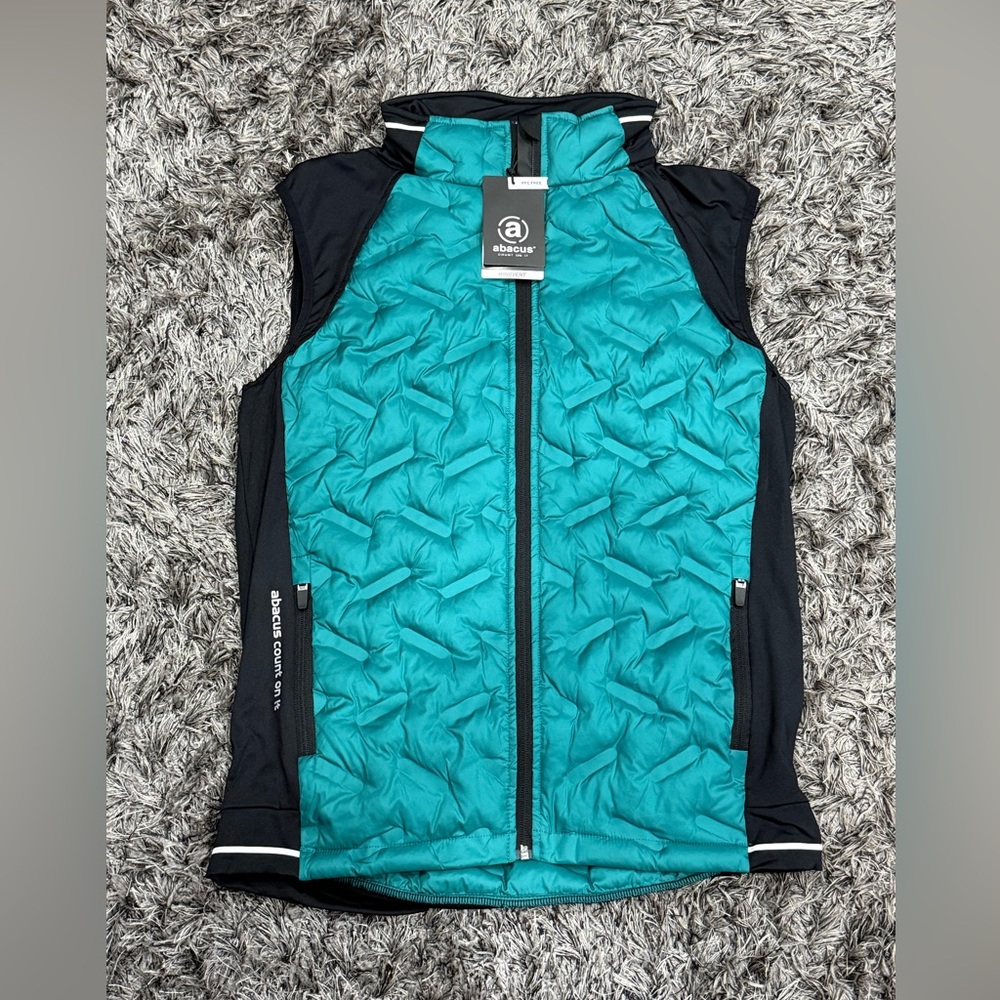 Abacus Grove Hybrid Vest Golf Quilted Full Zip Teal Black Men Size Small